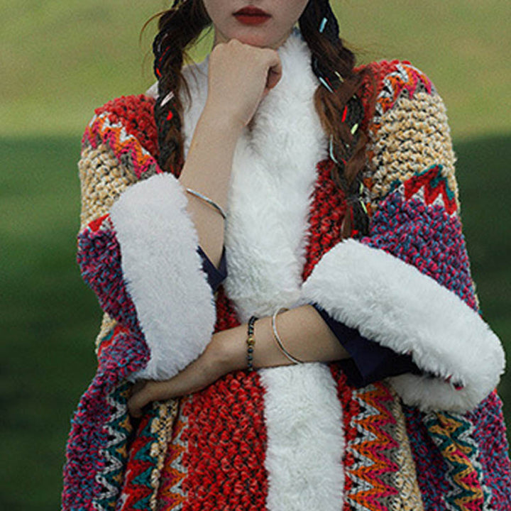 Buddha Stones Tybetański Wielokolorowy Pasiasty Szal Zimowy Przytulny Szalik Podróżny Otulacz - image 43