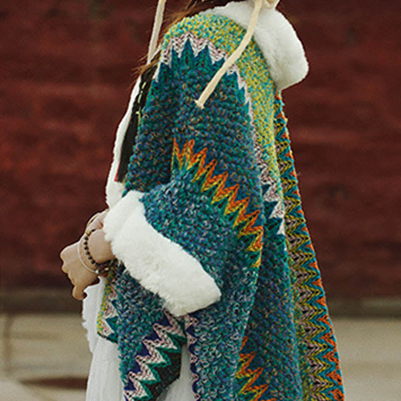 Buddha Stones Tybetański Wielokolorowy Pasiasty Szal Zimowy Przytulny Szalik Podróżny Otulacz - image 22