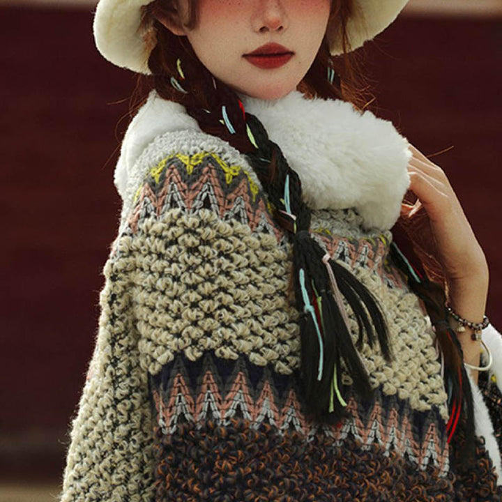 Buddha Stones Tybetański Wielokolorowy Pasiasty Szal Zimowy Przytulny Szalik Podróżny Otulacz - image 4