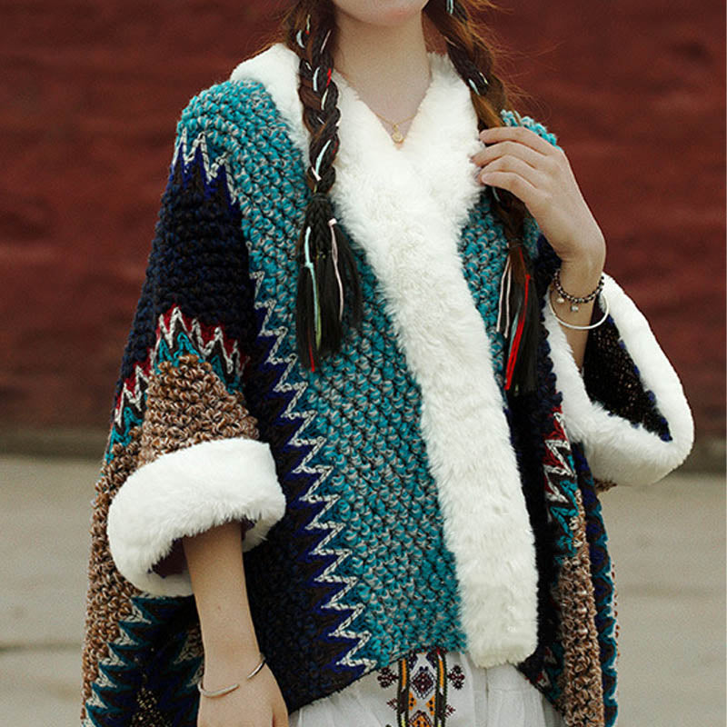 Buddha Stones Tybetański Wielokolorowy Pasiasty Szal Zimowy Przytulny Szalik Podróżny Otulacz - image 30