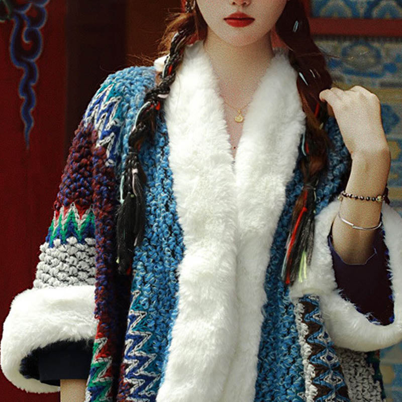 Buddha Stones Tybetański Wielokolorowy Pasiasty Szal Zimowy Przytulny Szalik Podróżny Otulacz - image 35