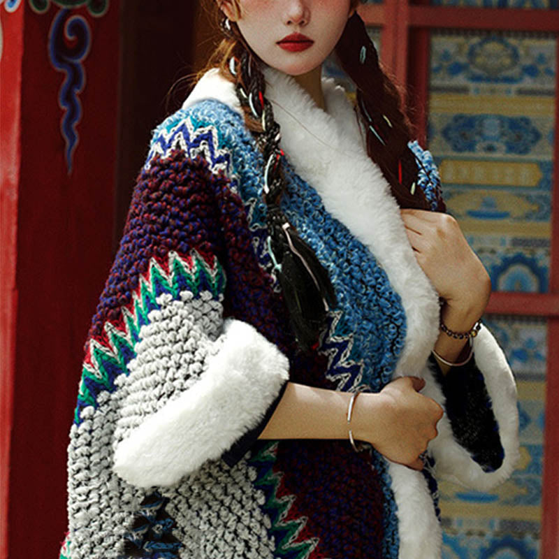 Buddha Stones Tybetański Wielokolorowy Pasiasty Szal Zimowy Przytulny Szalik Podróżny Otulacz - image 36