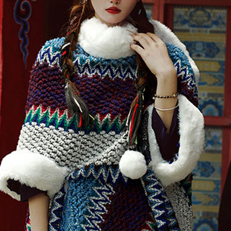 Buddha Stones Tybetański Wielokolorowy Pasiasty Szal Zimowy Przytulny Szalik Podróżny Otulacz - image 38