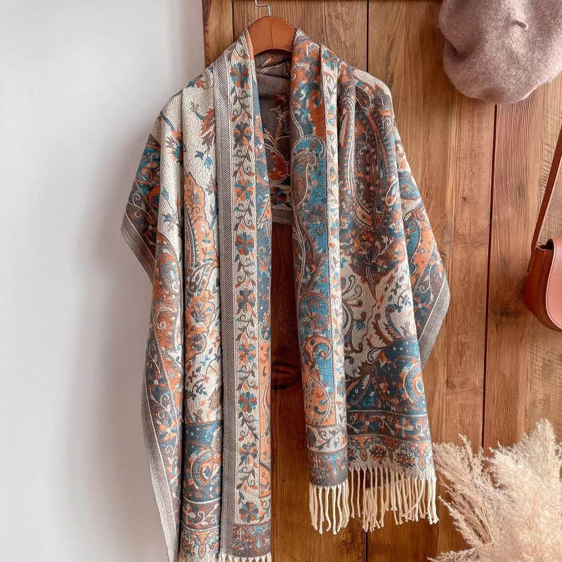 Buddha Stones Tybetański Kwiat Gałązka Chwost Szal Przytulny Podróżny Szalik Otulacz - image 10