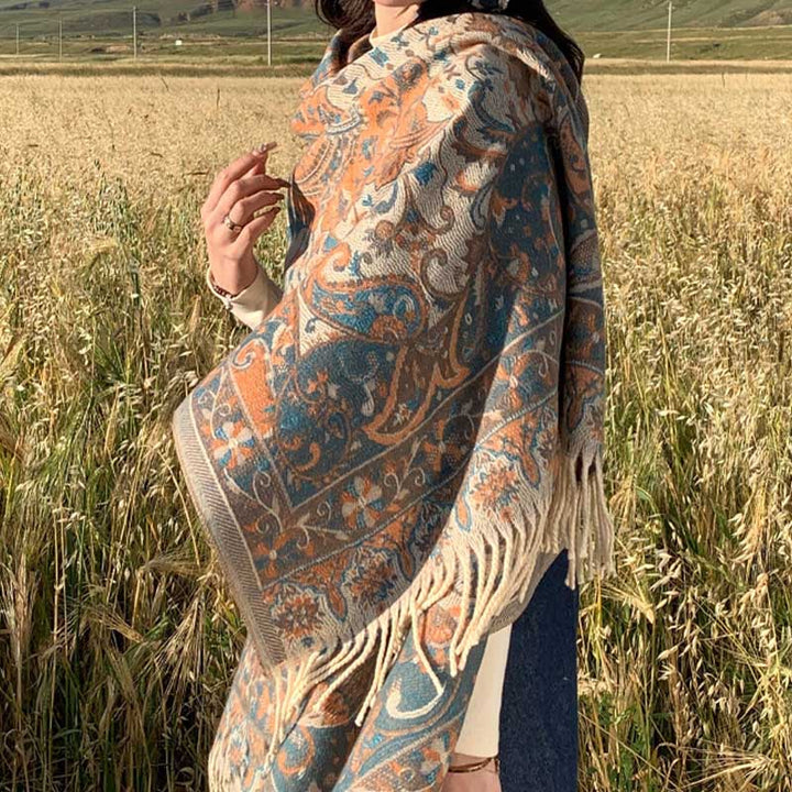 Buddha Stones Tybetański Kwiat Gałązka Chwost Szal Przytulny Podróżny Szalik Otulacz - image 8