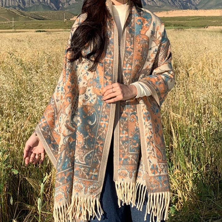 Buddha Stones Tybetański Kwiat Gałązka Chwost Szal Przytulny Podróżny Szalik Otulacz - image 3