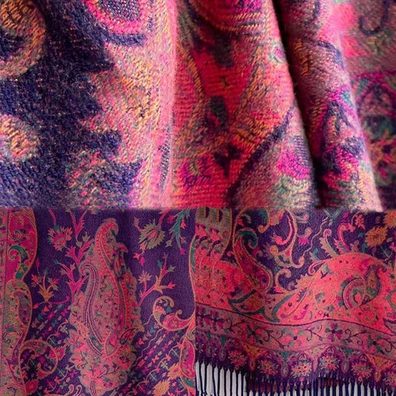 Buddha Stones Tybetański Kwiat Gałązka Chwost Szal Przytulny Podróżny Szalik Otulacz - image 14