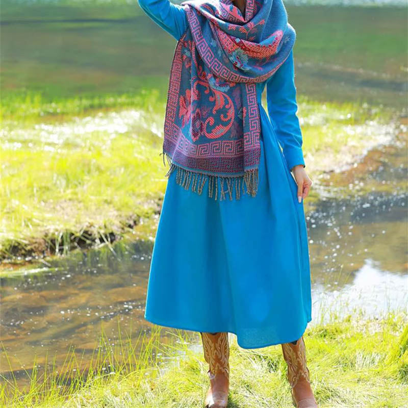 Buddha Stones Tybetańskie Kwiaty Liście Wzór Projekt Szal Przytulny Szal Podróżny Otulacz - image 16