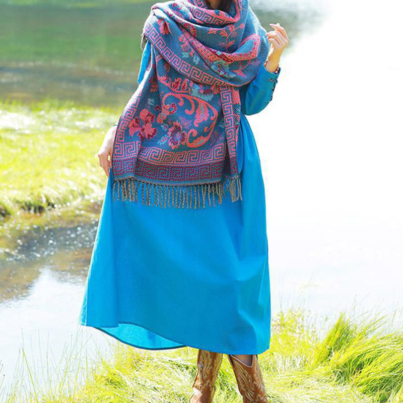 Buddha Stones Tybetańskie Kwiaty Liście Wzór Projekt Szal Przytulny Szal Podróżny Otulacz - image 18