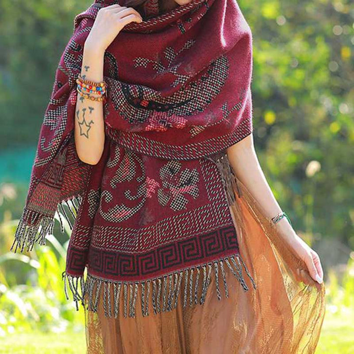 Buddha Stones Tybetańskie Kwiaty Liście Wzór Projekt Szal Przytulny Szal Podróżny Otulacz - image 24