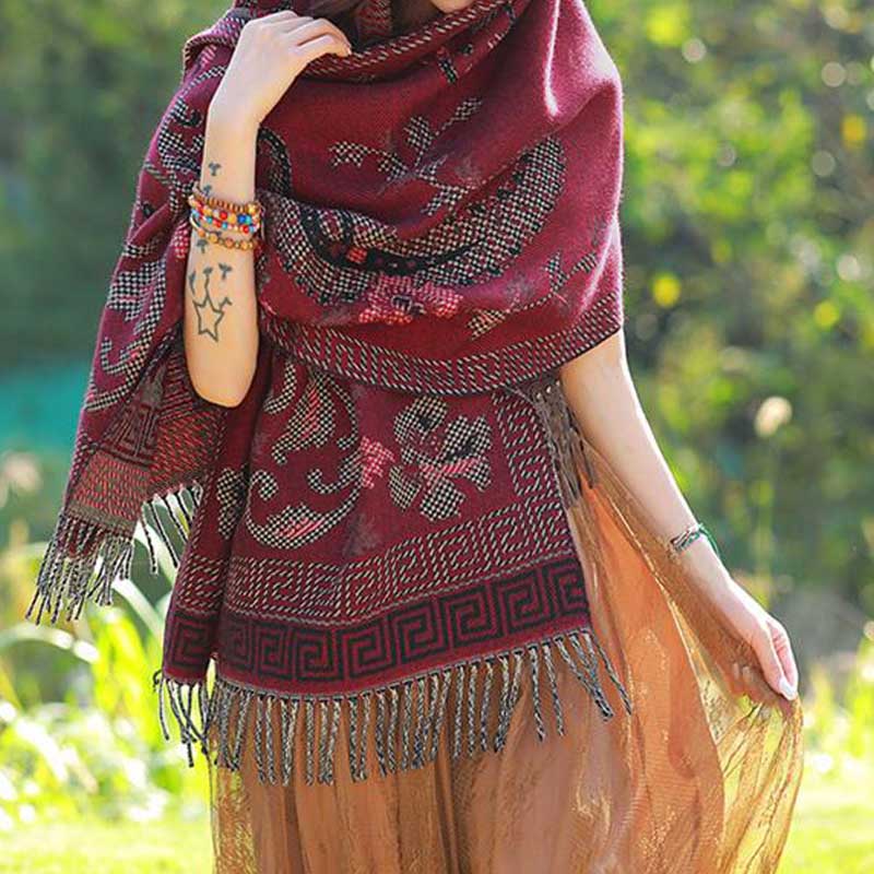 Buddha Stones Tybetańskie Kwiaty Liście Wzór Projekt Szal Przytulny Szal Podróżny Otulacz - image 24