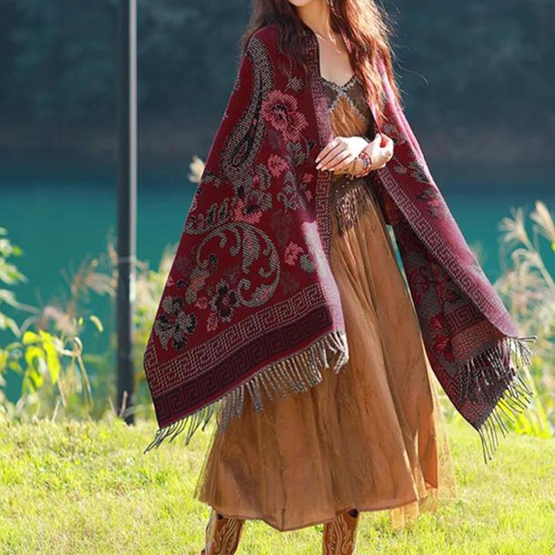 Buddha Stones Tybetańskie Kwiaty Liście Wzór Projekt Szal Przytulny Szal Podróżny Otulacz - image 27