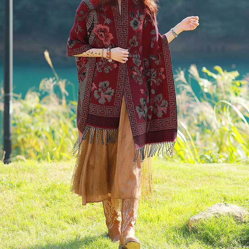 Buddha Stones Tybetańskie Kwiaty Liście Wzór Projekt Szal Przytulny Szal Podróżny Otulacz - image 25