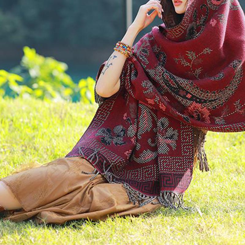 Buddha Stones Tybetańskie Kwiaty Liście Wzór Projekt Szal Przytulny Szal Podróżny Otulacz - image 29