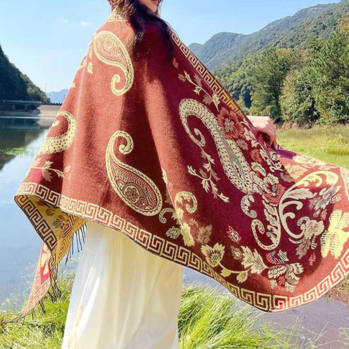 Buddha Stones Tybetańskie Kwiaty Liście Wzór Projekt Szal Przytulny Szal Podróżny Otulacz - image 32