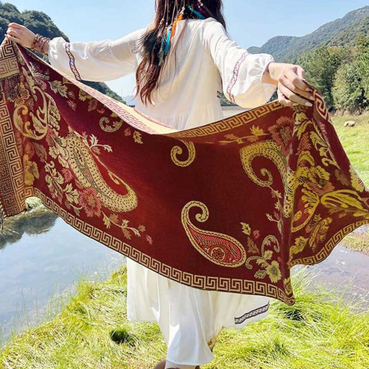 Buddha Stones Tybetańskie Kwiaty Liście Wzór Projekt Szal Przytulny Szal Podróżny Otulacz - image 33