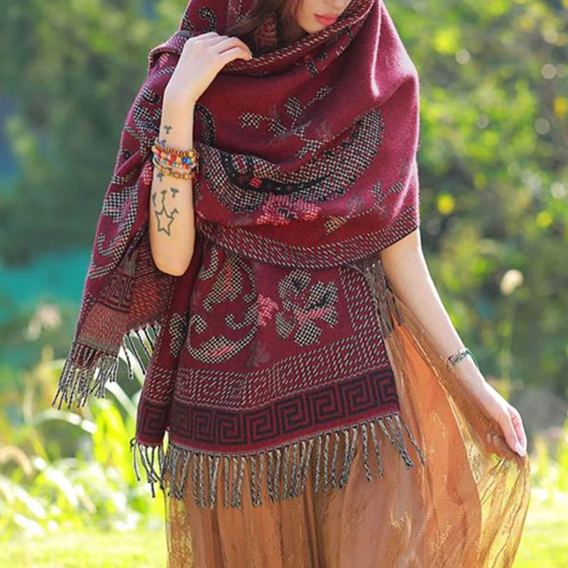 Buddha Stones Tybetańskie Kwiaty Liście Wzór Projekt Szal Przytulny Szal Podróżny Otulacz - image 21