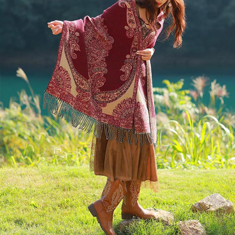 Buddha Stones Tybetańskie Liście Winorośli Wzór Projekt Szal Przytulny Szal Podróżny Otulacz - image 5