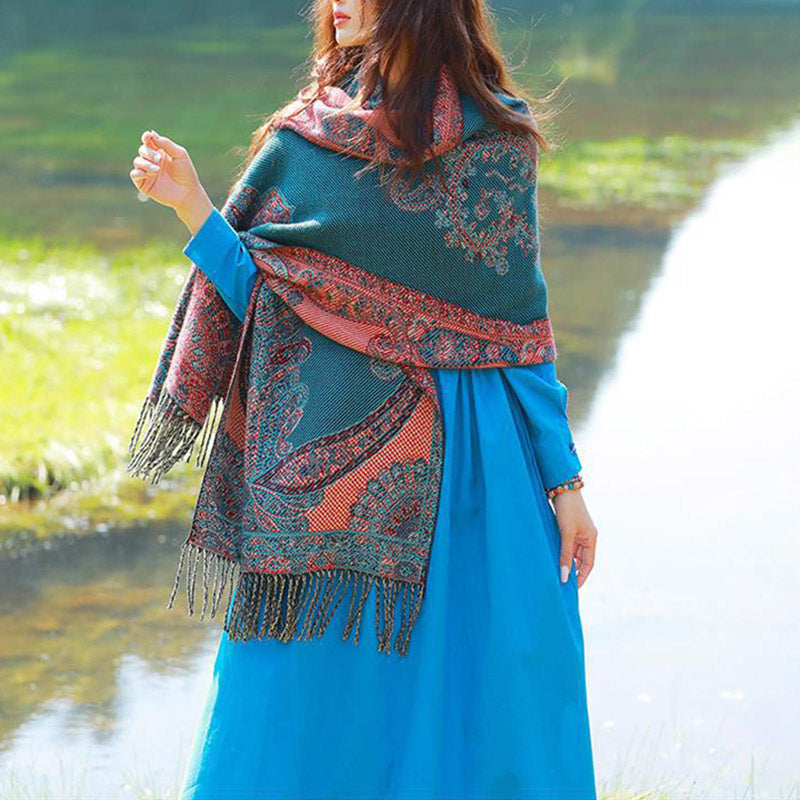 Buddha Stones Tybetańskie Liście Winorośli Wzór Projekt Szal Przytulny Szal Podróżny Otulacz - image 27