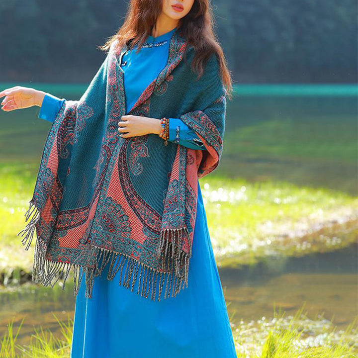 Buddha Stones Tybetańskie Liście Winorośli Wzór Projekt Szal Przytulny Szal Podróżny Otulacz - image 23