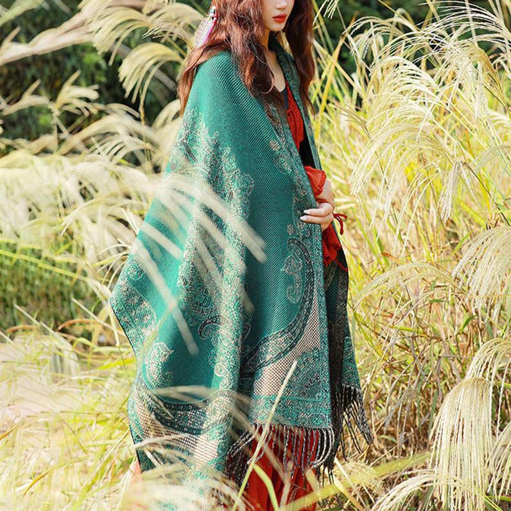 Buddha Stones Tybetańskie Liście Winorośli Wzór Projekt Szal Przytulny Szal Podróżny Otulacz - image 34