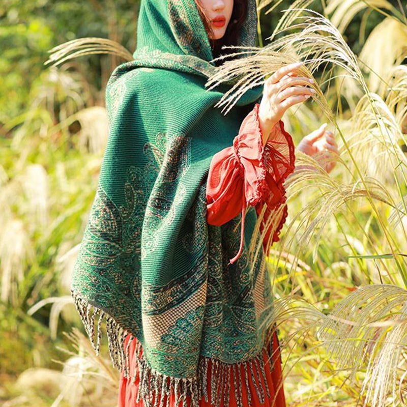 Buddha Stones Tybetańskie Liście Winorośli Wzór Projekt Szal Przytulny Szal Podróżny Otulacz - image 33