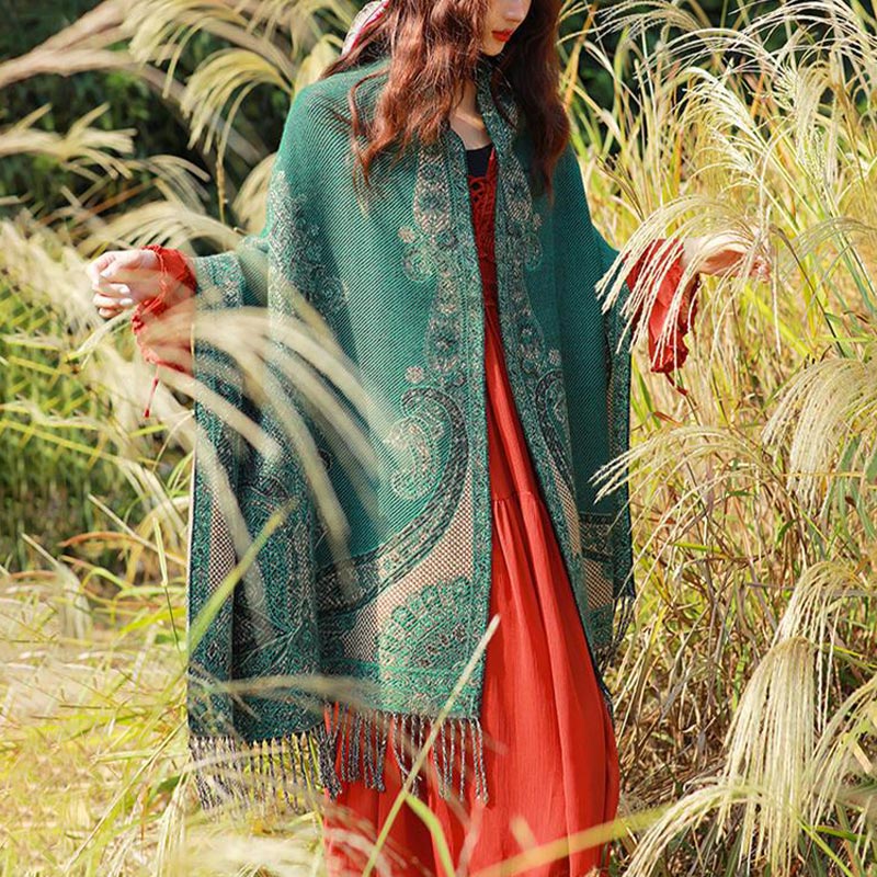 Buddha Stones Tybetańskie Liście Winorośli Wzór Projekt Szal Przytulny Szal Podróżny Otulacz - image 37