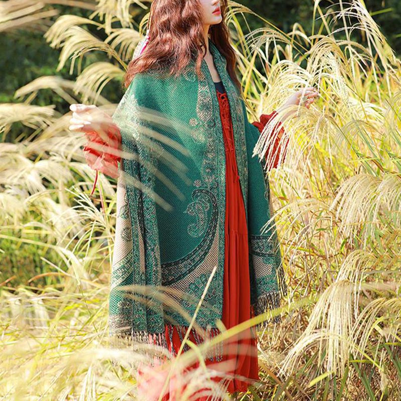 Buddha Stones Tybetańskie Liście Winorośli Wzór Projekt Szal Przytulny Szal Podróżny Otulacz - image 36