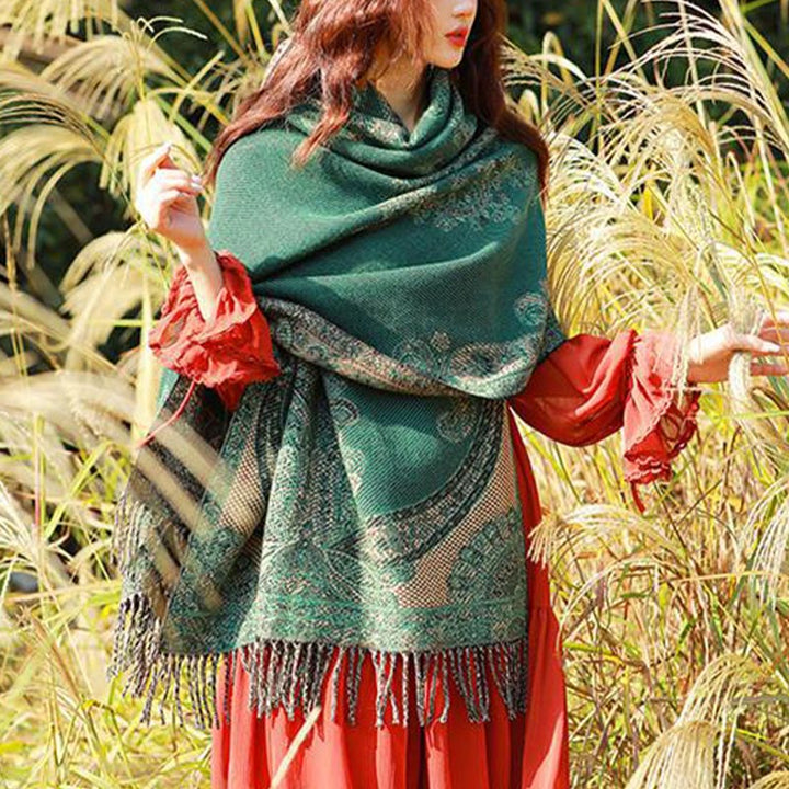 Buddha Stones Tybetańskie Liście Winorośli Wzór Projekt Szal Przytulny Szal Podróżny Otulacz - image 38