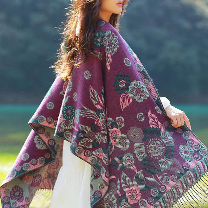 Buddha Stones Tybetańskie Kwiaty Kwiatowe Liście Wzór Projekt Szal Przytulny Podróżny Szalik Owijany - image 12