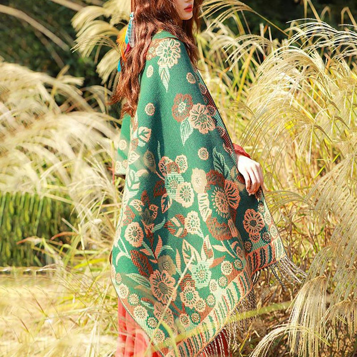 Buddha Stones Tybetańskie Kwiaty Kwiatowe Liście Wzór Projekt Szal Przytulny Podróżny Szalik Owijany - image 24