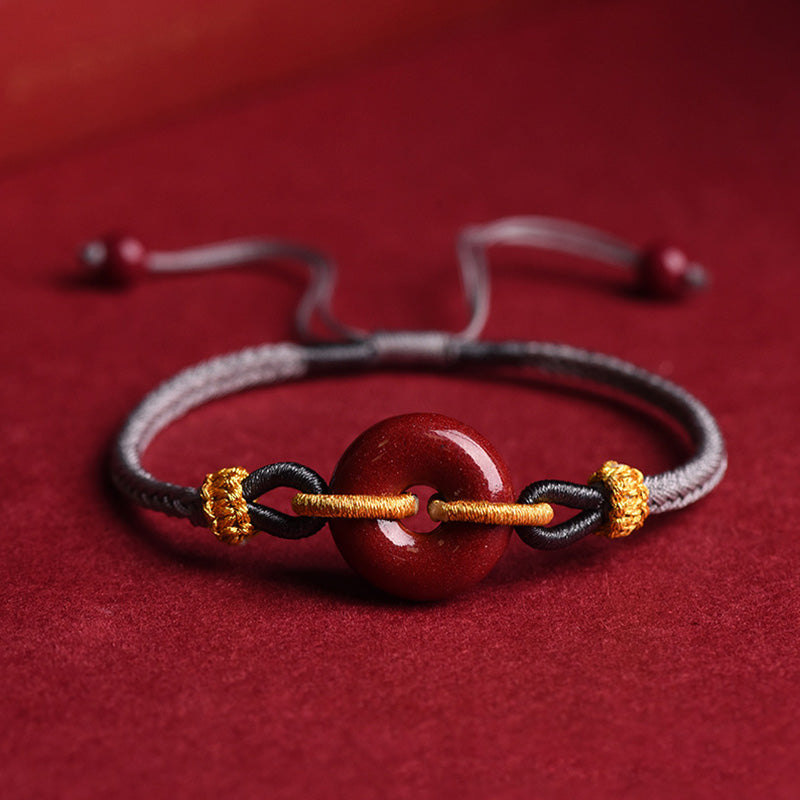Bransoletka pleciona z ręcznie robionej klamry Cinnabar Peace Buddha Stones