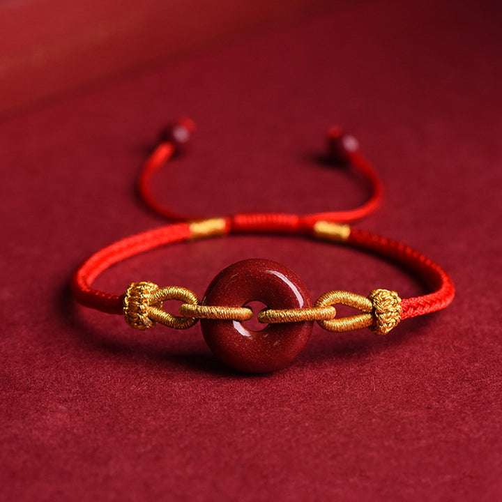 Bransoletka pleciona z ręcznie robionej klamry Cinnabar Peace Buddha Stones