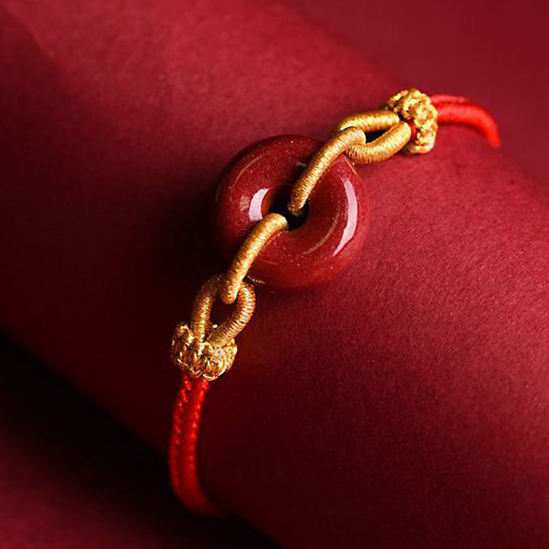 Bransoletka pleciona z ręcznie robionej klamry Cinnabar Peace Buddha Stones