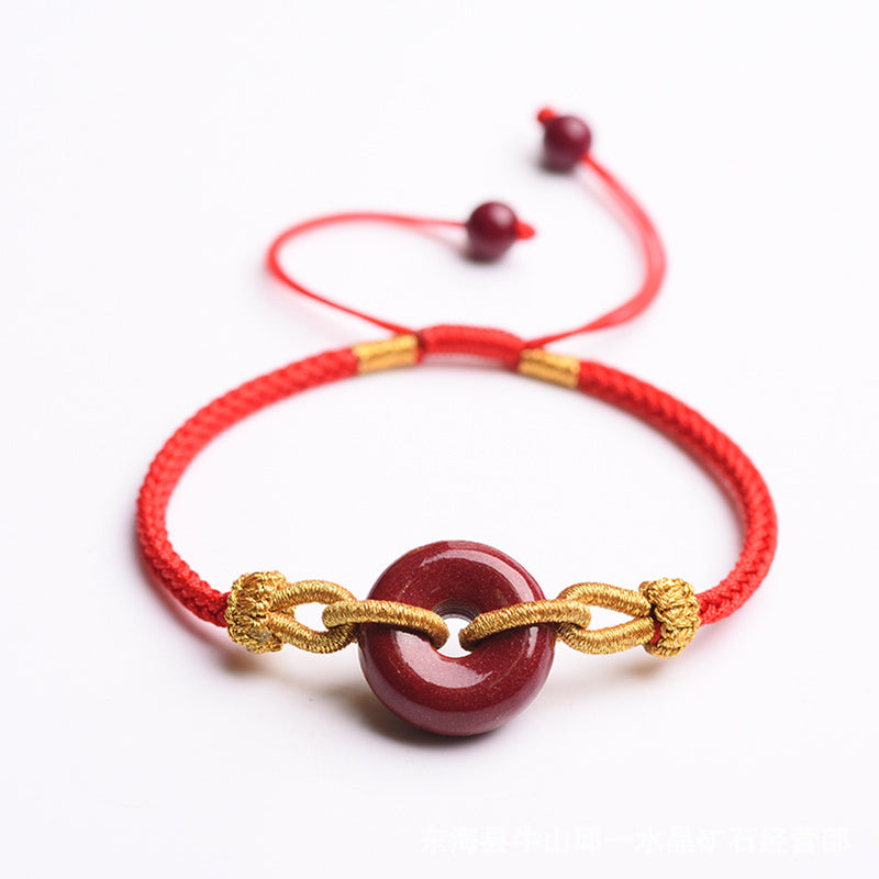 Bransoletka pleciona z ręcznie robionej klamry Cinnabar Peace Buddha Stones