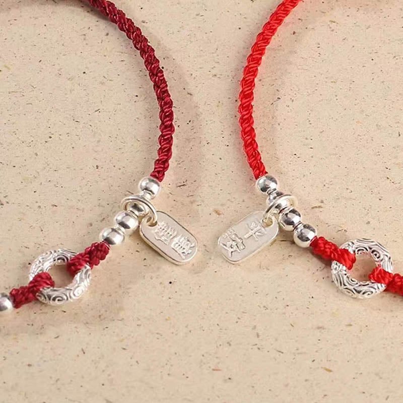 Buddha Stones 925 Srebro Sterlingowe Pomyślne Chmury Spokojna Klamra Bezpieczna I Zdrowa Bransoletka na Kostkę - image 3