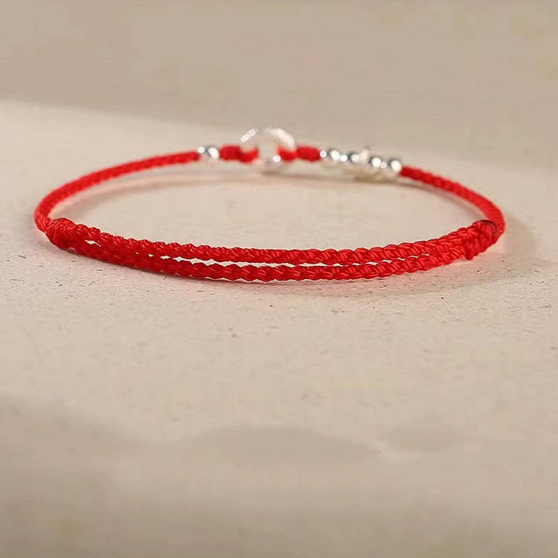 Buddha Stones 925 Srebro Sterlingowe Pomyślne Chmury Spokojna Klamra Bezpieczna I Zdrowa Bransoletka na Kostkę - image 13