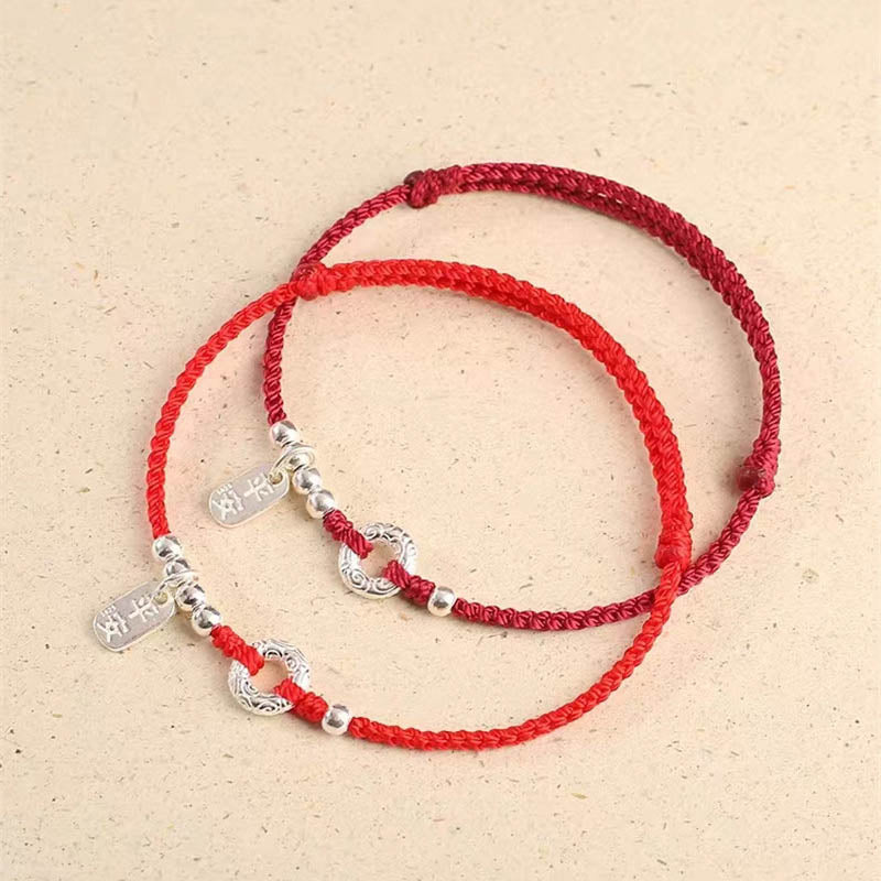 Buddha Stones 925 Srebro Sterlingowe Pomyślne Chmury Spokojna Klamra Bezpieczna I Zdrowa Bransoletka na Kostkę - image 1