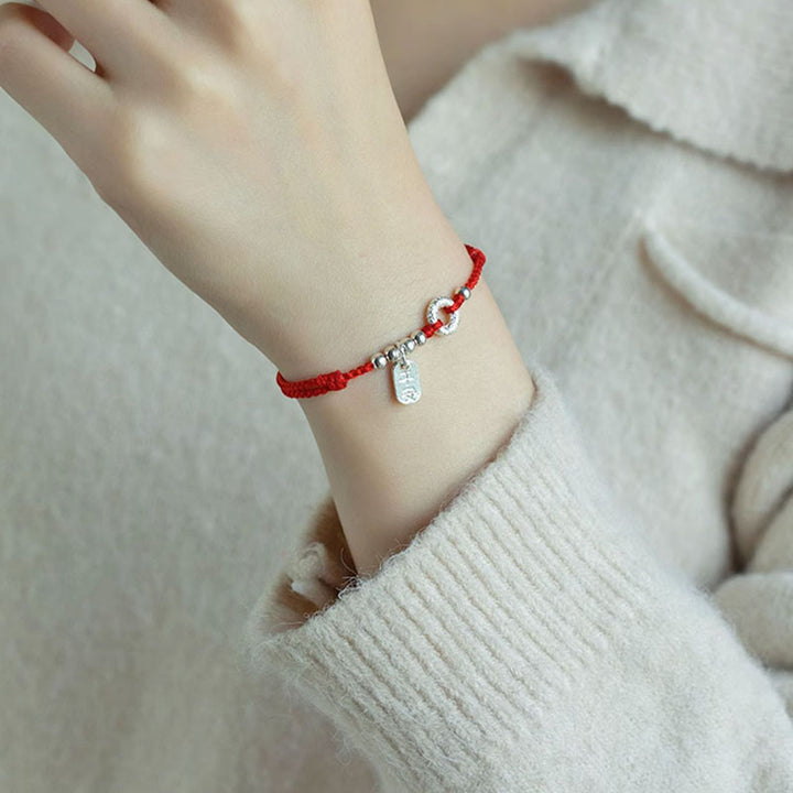 Buddha Stones 925 Srebro Sterlingowe Pomyślne Chmury Spokojna Klamra Bezpieczna I Zdrowa Bransoletka na Kostkę - image 15