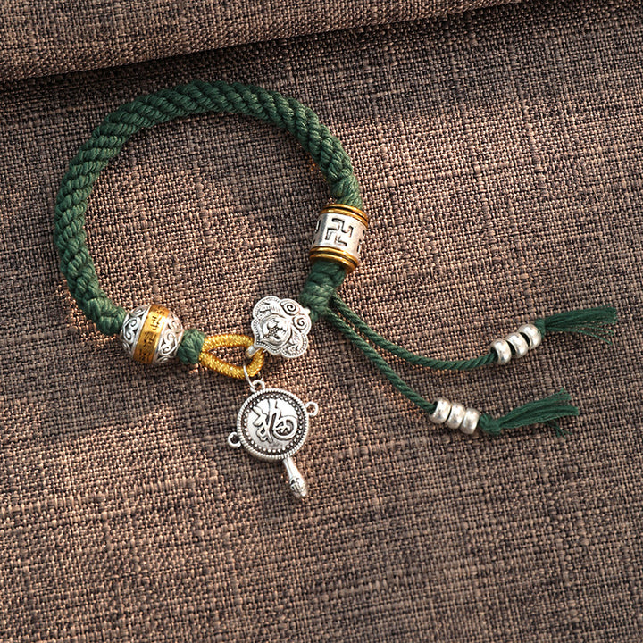 Buddha Stones ręcznie robione tybetańskie Om Mani Padme Hum Fu Charakter Szczęście Fortuna Bransoletka pleciona