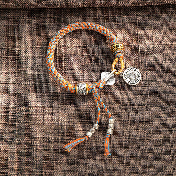 Buddha Stones ręcznie robione tybetańskie Om Mani Padme Hum Fu Charakter Szczęście Fortuna Bransoletka pleciona