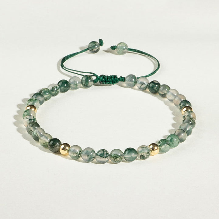 Bransoletka z Buddha Stones i mchu Agat Lucky Balance