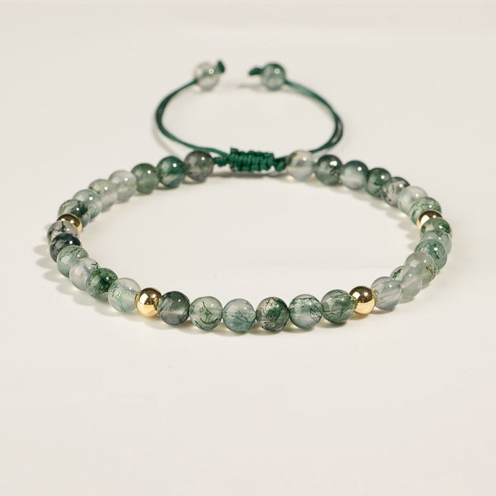 Bransoletka z Buddha Stones i mchu Agat Lucky Balance