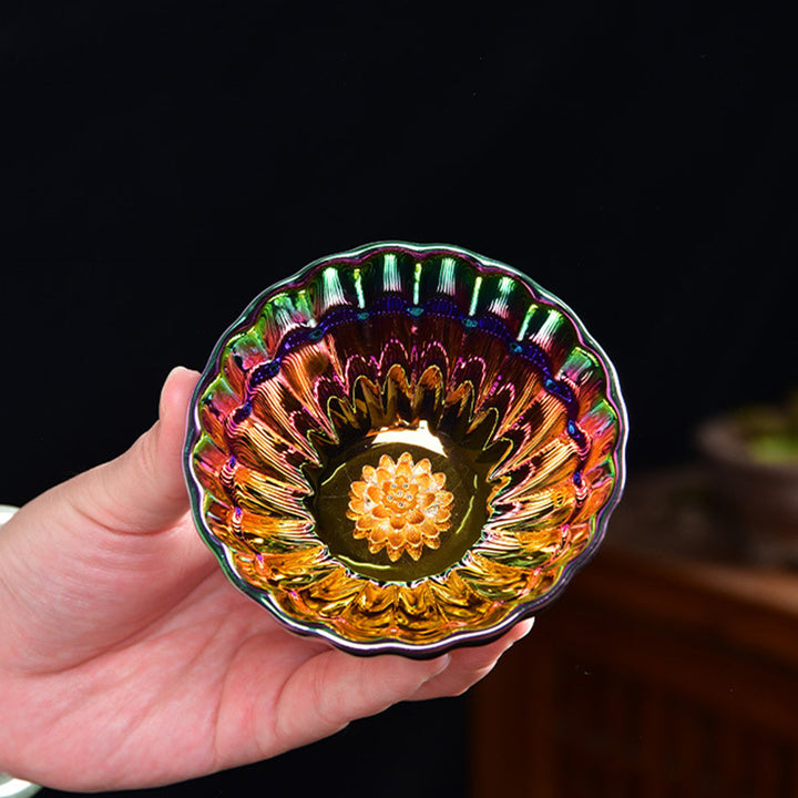 Buddha Stones Lotos Paw Inkrustowany Wielokolorowy Chiński Jianzhan Ceramiczny Filiżanka Do Herbaty Kung Fu