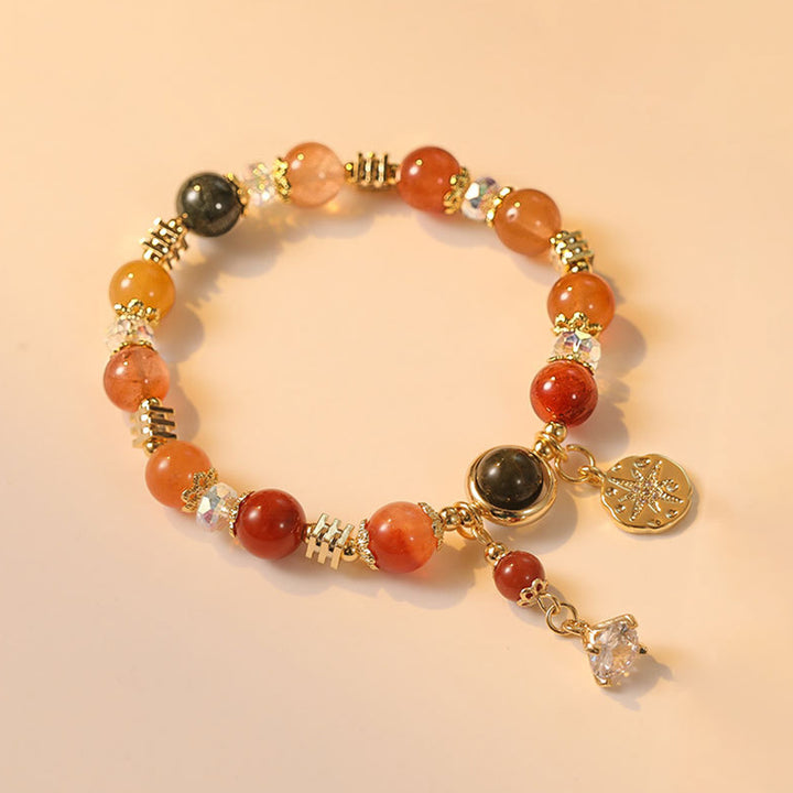 Bransoletka Buddha Stones Natural Multicolored Rutilated Quartz Eight-ramienna gwiazda Flower Wealth