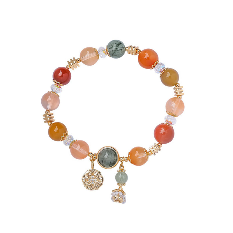 Bransoletka Buddha Stones Natural Multicolored Rutilated Quartz Eight-ramienna gwiazda Flower Wealth