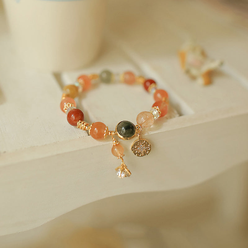 Bransoletka Buddha Stones Natural Multicolored Rutilated Quartz Eight-ramienna gwiazda Flower Wealth
