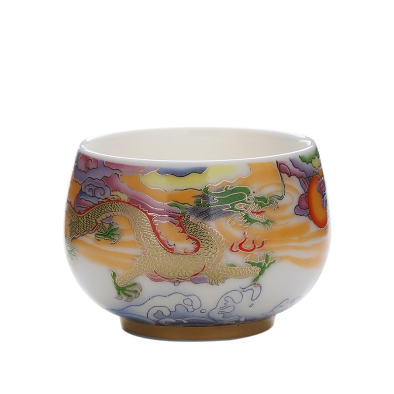 Buddha Stones Smok Feniks Pomyślne Chmury Słońce Fale Oceanu Ceramiczna Filiżanka Kung Fu Filiżanka Do Herbaty