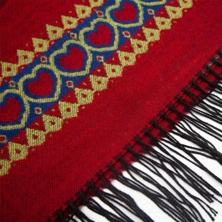 Buddha Stones Tybetański szal Czerwony Serce Miłości Chwost Kaptur Płaszcz Zimowy Przytulny Szalik Podróżny Otulacz - image 20