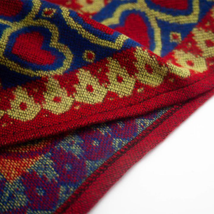 Buddha Stones Tybetański szal Czerwony Serce Miłości Chwost Kaptur Płaszcz Zimowy Przytulny Szalik Podróżny Otulacz - image 21